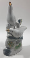White Love Birds 8" Tall Porcelain Ceramic Bird Sculpture