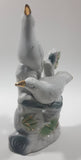 White Love Birds 8" Tall Porcelain Ceramic Bird Sculpture