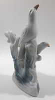 White Love Birds 8" Tall Porcelain Ceramic Bird Sculpture