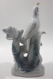 White Love Birds 8" Tall Porcelain Ceramic Bird Sculpture