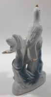 White Love Birds 8" Tall Porcelain Ceramic Bird Sculpture