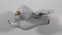 White Love Birds 8" Tall Porcelain Ceramic Bird Sculpture