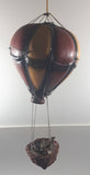 Vintage Red and Yellow Wood Hot Air Balloon with Basket Folk Art Hanging 15" Tall