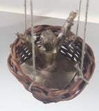 Vintage Red and Yellow Wood Hot Air Balloon with Basket Folk Art Hanging 15" Tall