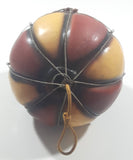 Vintage Red and Yellow Wood Hot Air Balloon with Basket Folk Art Hanging 15" Tall