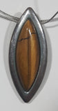 Light Brown Pointed Oval Polished Jasper Cabochon Gemstone Double Wire Necklace 15" Long