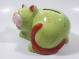 Green and Red Cat Ceramic Coin Bank 5" Long