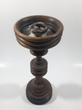 Pedestal Style Wood Candle Stick Holder 9 1/4" Tall