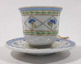 Blue and White Gold Trim Small Miniature 1 3/4" Tall Tea Cup and Saucer Hanging Ornament