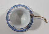 Blue and White Gold Trim Small Miniature 1 3/4" Tall Tea Cup and Saucer Hanging Ornament