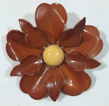 Vintage Butterscotch Bakelite 2 1/4" Diameter Flower Brooch Pin