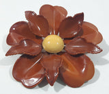 Vintage Butterscotch Bakelite 2 1/4" Diameter Flower Brooch Pin