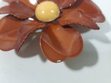 Vintage Butterscotch Bakelite 2 1/4" Diameter Flower Brooch Pin