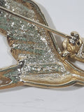 Vintage AJC Stork and Baby Gold Tone Metal Brooch Pin