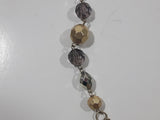 Gold Tone Chain Plastic Amethyst Colored Bead Necklace 28" Long