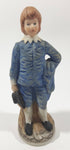 Vintage Homco Blue Boy Holding Black Hat 6" Tall Ceramic Figurine