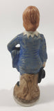 Vintage Homco Blue Boy Holding Black Hat 6" Tall Ceramic Figurine