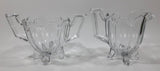 Vintage Heavy Glass Creamer and Sugar Bowl 4" Tall