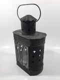 Vintage Metal and Glass 8" Tall Wax Candle Lantern