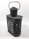 Vintage Metal and Glass 8" Tall Wax Candle Lantern