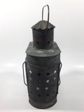 Vintage Metal and Glass 8" Tall Wax Candle Lantern
