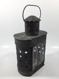 Vintage Metal and Glass 8" Tall Wax Candle Lantern