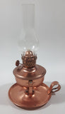 Vintage Small Copper Oil Lamp with Glass Flume 8" Tall