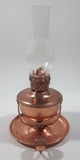 Vintage Small Copper Oil Lamp with Glass Flume 8" Tall