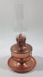 Vintage Small Copper Oil Lamp with Glass Flume 8" Tall