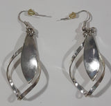Silver Tone Twisted Pointed Oval Metal Dangling Wire Hook
