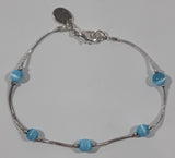 Claire's Blue and White Bead 8" Metal Bracelet