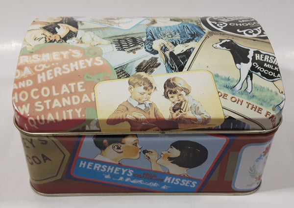 1999 Hershey's Milk Chocolate Kisses Advertising Tin Metal Hinged Container Faded
