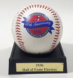 1996 American Legends 1936 First Hall of Fame Electees 60th Anniversary Inaugural Baseball Ball on Stand Ruth, Wagner, Cobb, Mathewson, Johnson