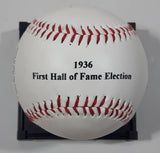 1996 American Legends 1936 First Hall of Fame Electees 60th Anniversary Inaugural Baseball Ball on Stand Ruth, Wagner, Cobb, Mathewson, Johnson