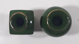 Vintage Asahi Japan Peacock and Flower Themed Green Miniature 3 3/4" Bud Vases Set of 2