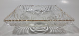 Vintage Mid Century Art Deco Concentric Circles 6" x 6" Square Shaped Gold Trim Glass Candy Dish