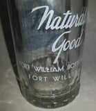 Vintage 1950s Mission Beverages 10 oz Clear Glass Twist Neck Beverage Bottle "Naturally Good In All Flavors" Fort William Bottling Works Ontario