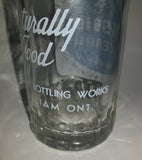 Vintage 1950s Mission Beverages 10 oz Clear Glass Twist Neck Beverage Bottle "Naturally Good In All Flavors" Fort William Bottling Works Ontario