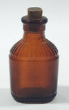 Antique S&D Medicine Drugs Miniature 3 1/4" Tall Amber Brown Glass Bottle with Cork Lid