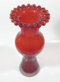 Antique Venetian Style Czech Red Orange Glass 9 1/4" Tall Vase