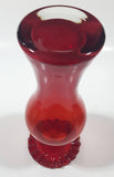Antique Venetian Style Czech Red Orange Glass 9 1/4" Tall Vase