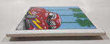 Vintage G. C. Inc California Palm Tree Scene Volkswagen Beetle Red with Purple and Yellow 5 7/8" x 5 7/8" Ceramic Tile Trivet