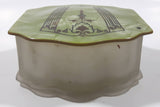 Vintage Art Deco Bakelite Lid Green and Frosted Glass Base Trinket Box