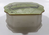 Vintage Art Deco Bakelite Lid Green and Frosted Glass Base Trinket Box