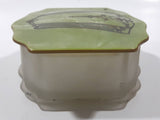 Vintage Art Deco Bakelite Lid Green and Frosted Glass Base Trinket Box