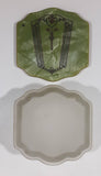 Vintage Art Deco Bakelite Lid Green and Frosted Glass Base Trinket Box