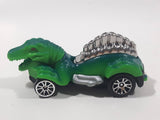 Rare Motor Max 6402 Dinosaur Shaped Green Pull Back Die Cast Toy Car Vehicle