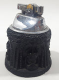 Vintage Art Deco Black Tiki Themed Semi Automatic Table Lighter Japan
