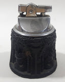 Vintage Art Deco Black Tiki Themed Semi Automatic Table Lighter Japan