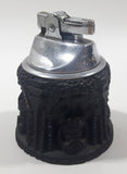Vintage Art Deco Black Tiki Themed Semi Automatic Table Lighter Japan